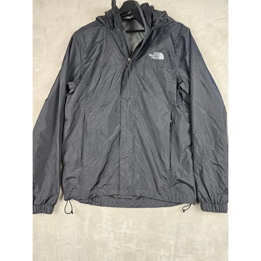 The North Face DryVent Rain Jacket Mens Small Black Hooded Windbreaker Shell